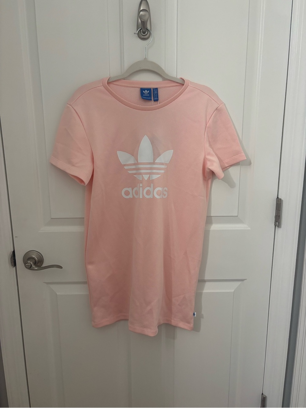 NWT Adidas Pink Trefoil Logo Short Sleeve Shirt Dress size XS